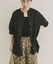 シアーバンドカラーシャツ