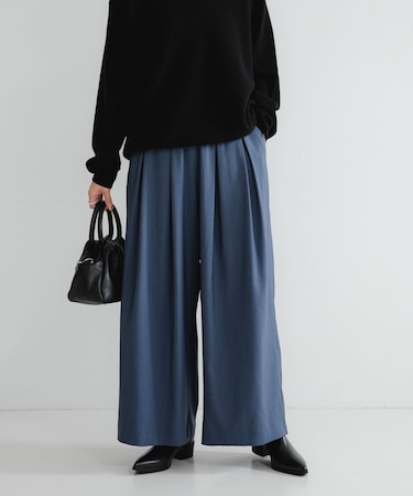 ストレッチタックギャザーワイドパンツ