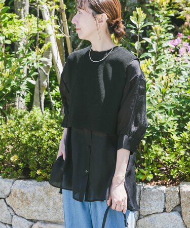 ニットベストドッキングシャツ