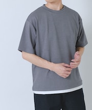 接触冷感 フェイクレイヤードドビーTシャツ