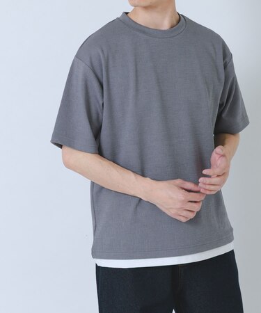 接触冷感 フェイクレイヤードドビーTシャツ
