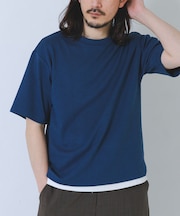 接触冷感 フェイクレイヤードドビーTシャツ