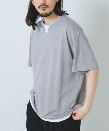 冷感 フェイクレイヤースキッパー半袖プルオーバー