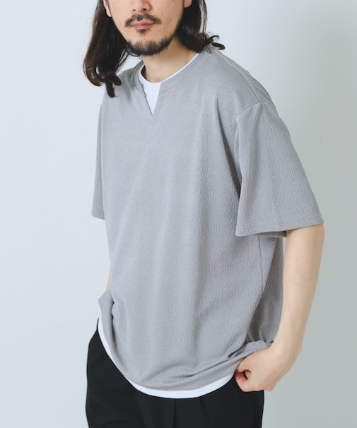 冷感 フェイクレイヤースキッパー半袖プルオーバー