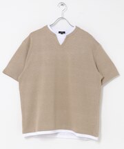 冷感 フェイクレイヤースキッパー半袖プルオーバー