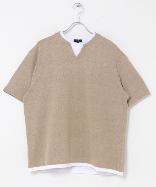 冷感 フェイクレイヤースキッパー半袖プルオーバー