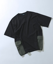 サイドポケットキリカエクルーネックTシャツ