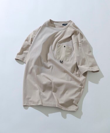 チェストポケットキリカエクルーネックTシャツ