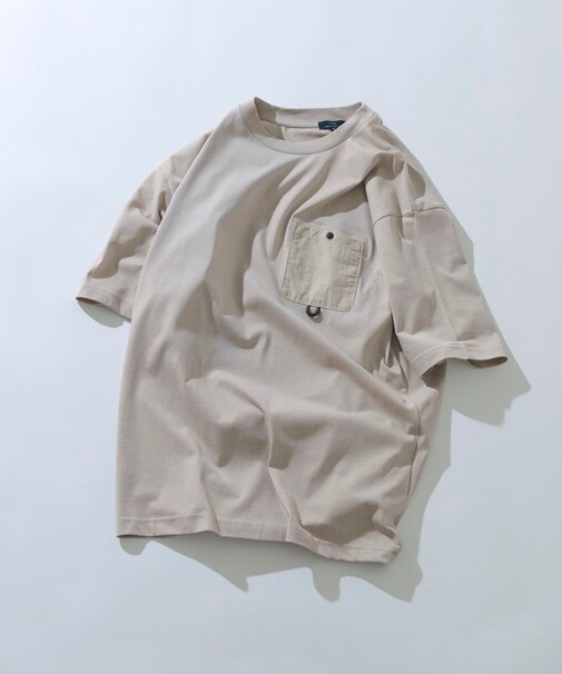 チェストポケットキリカエクルーネックTシャツ