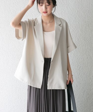 『イージーケア／接触冷感／UVカット』SMOOTH LINEN TOUCH 半袖ジャケット