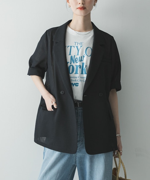 シアーメッシュハーフスリーブジャケット