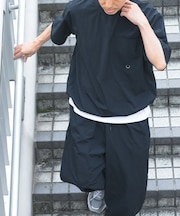 『接触冷感／撥水／イージーケア／UVカット』タスランナイロンクルーネックドロストTシャツ
