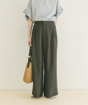 『イージーケア／接触冷感／UVカット』SMOOTH LINEN TOUCH ワイドパンツ