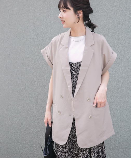 『イージーケア／接触冷感／UVカット』SMOOTH LINEN TOUCH ジレ