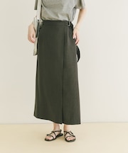 『イージーケア／接触冷感／UVカット』SMOOTH LINEN TOUCH ラップスカート