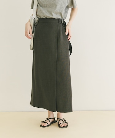 『イージーケア／接触冷感／UVカット』SMOOTH LINEN TOUCH ラップスカート