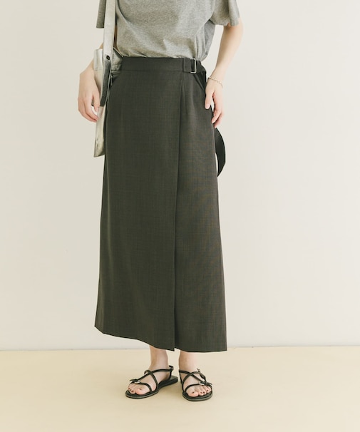 『イージーケア／接触冷感／UVカット』SMOOTH LINEN TOUCH ラップスカート