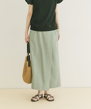『イージーケア／接触冷感／UVカット』SMOOTH LINEN TOUCH ラップスカート
