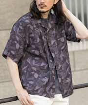 ボタニカルプリント オープンカラー 半袖シャツ