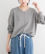 『洗濯可』アウトリンキングVネックニット