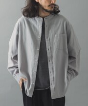 ソフトタッチフランネルバンドカラーシャツ