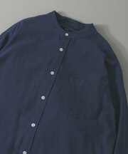 ソフトタッチフランネルバンドカラーシャツ