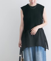 ノースリーブニットドッキングシャツ