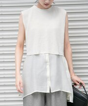 ノースリーブニットドッキングシャツ