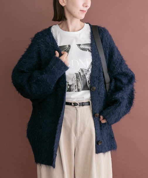 ソフトシャギーVネックカーディガン