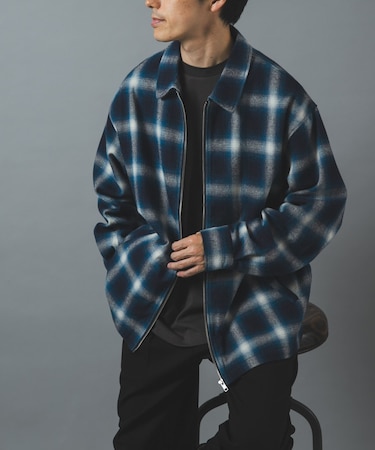 Ombre Plaid zip up ブルゾン