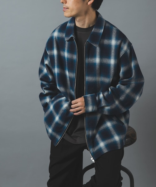 Ombre Plaid zip up ブルゾン