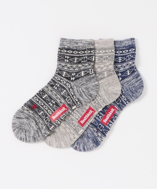 Healthknit ジャカードミドルソックス 3P