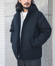 梳毛タッチ 中綿ミドル フーディコート