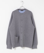 『洗濯可』スウェットタッチニットクルーネックカーディガン
