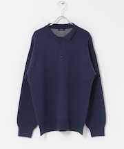 『洗濯可』スウェットタッチニットロングスリーブポロ