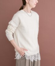 ウールミンククルーネックニット