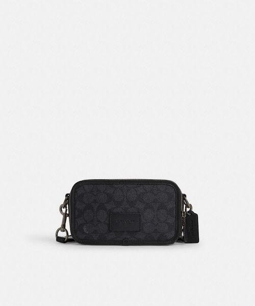 【最終値下げです！】ワーナー クロスボディ バッグ・シグネチャー キャンバス　黒 公式】ワーナー クロスボディ バッグ・シグネチャー キャンバス