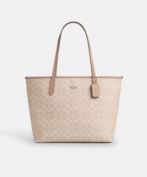 公式】マギー トート バッグ・ブロックド シグネチャー キャンバス