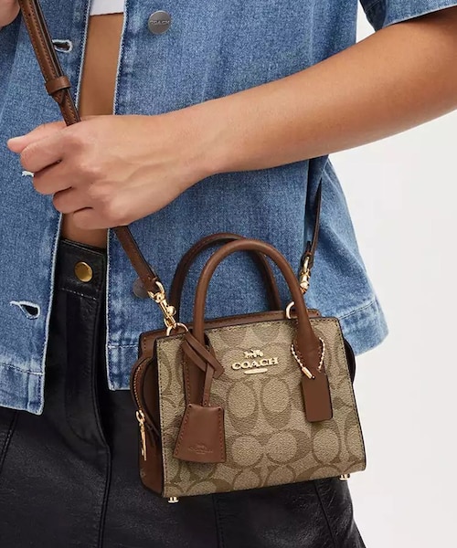 【最終値下】COACH アンドレア ミニ キャリーオール・シグネチャー 公式】アンドレア ミニ キャリーオール・シグネチャー キャンバス
