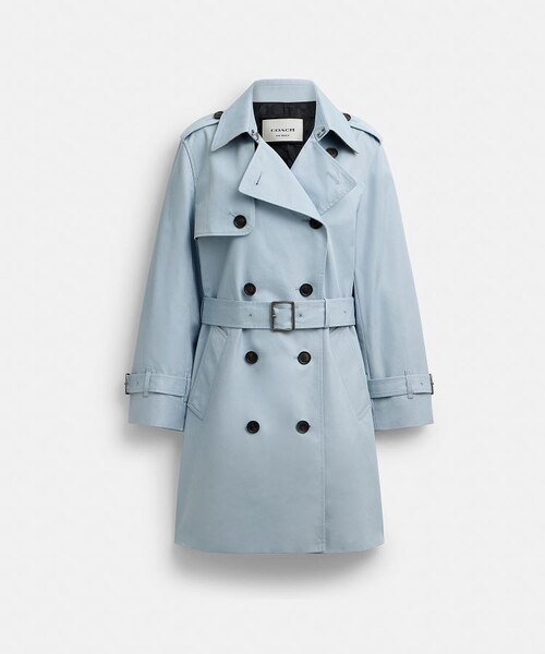 コーチ　トレンチコート　水色　レザー 公式】ミッド トレンチ｜コーチ アウトレットのアウトレット通販｜三井
