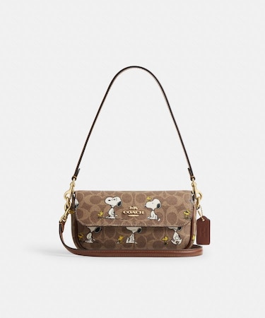 【COACH X PEANUTS】ヘイリー フラップ バッグ・シグネチャー キャンバス・スヌーピー プリント