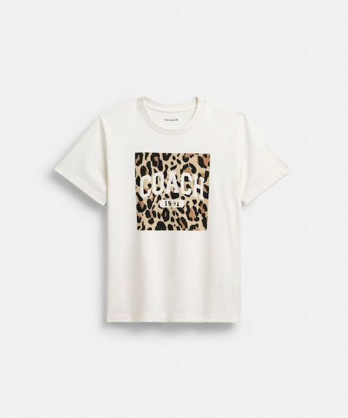 公式】レオパード シグネチャー スクエア クラシック Tシャツ｜コーチ