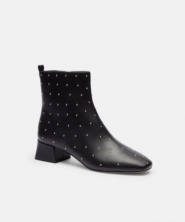 【公式】ブロック ヒール ブーティ・マイクロ リベット
