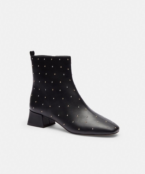 【公式】ブロック ヒール ブーティ・マイクロ リベット