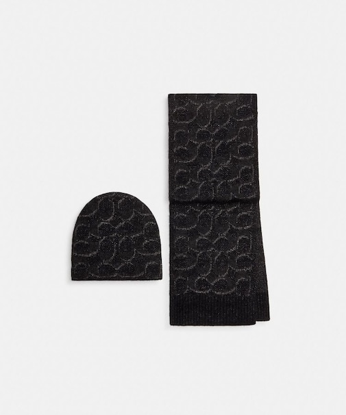 【公式】シグネチャー メタリック ビーニー アンド マフラー ギフト セット