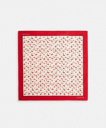 【公式】スカルプテッド C チェリー プリント シルク バンダナ