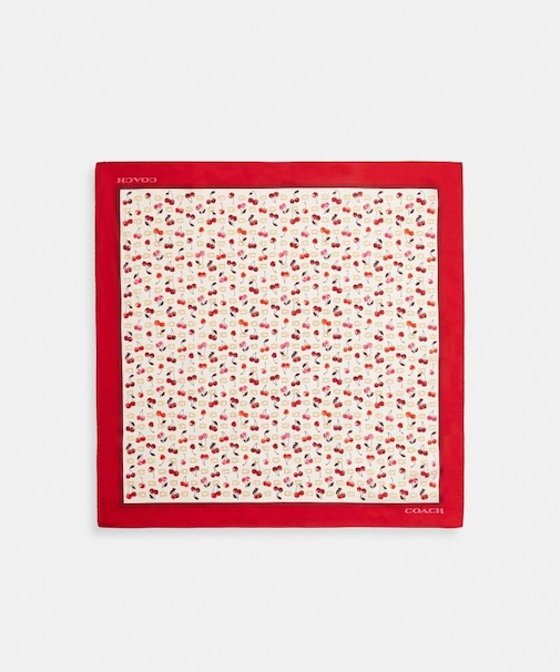 【公式】スカルプテッド C チェリー プリント シルク バンダナ