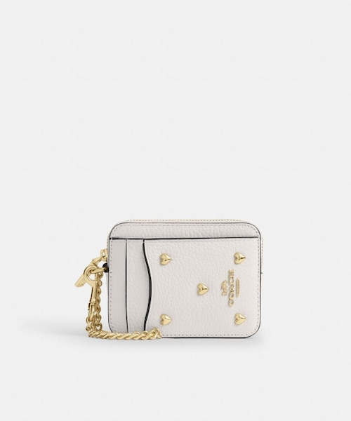 公式】ジップ カード ケース・ハート リベット｜コーチ アウトレットの