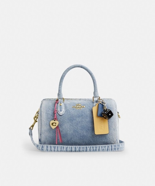 【公式】ローアン サッチェル バッグ・ラブド デニム・チャーム