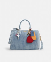 【公式】ローアン ラージ サッチェル バッグ・ラブド デニム・チャーム